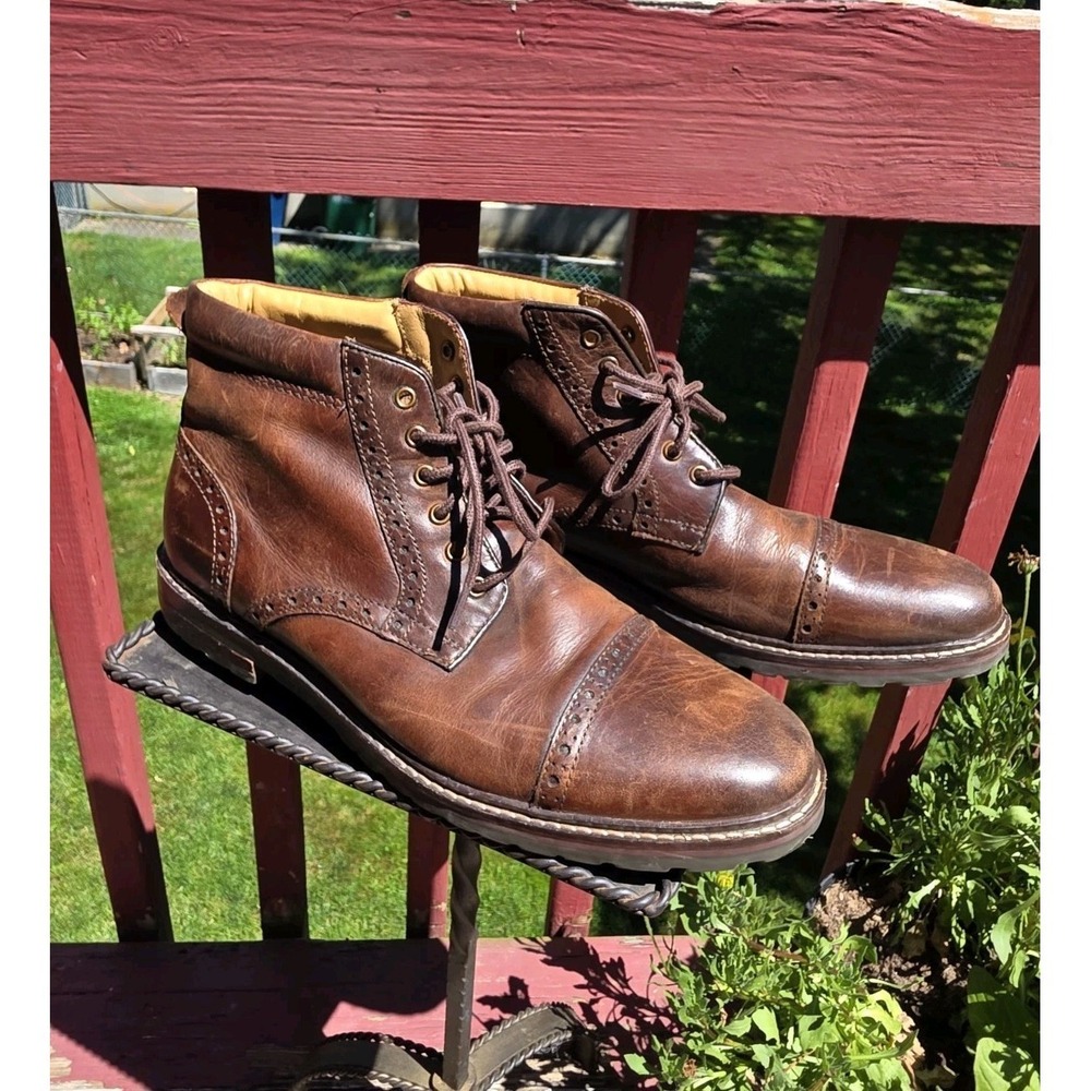 9.5 Men's Florsheim Fenway Cap Toe Ankle Lace Up Boots 11874 215 Brown
